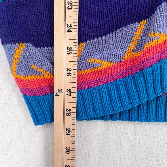 PERUVIAN CONNECTION Vintage Cardigan Sweater Womens Small Multi Cotton Geometric - Picture 16 of 16